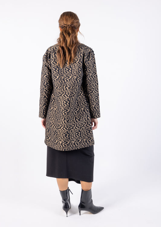Stylish Animal Print Women's Jacket with Floral Embellishment