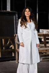 Tailored Longline Jacket with Subtle Sparkle Finish - Montania Shop