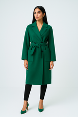 Women’s Double-Breasted Belted Long Coat