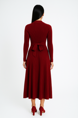 Women’s V-Neck Pleated Cashmere Dress