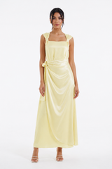 Satin Wrap-Effect Dress with Side Tie