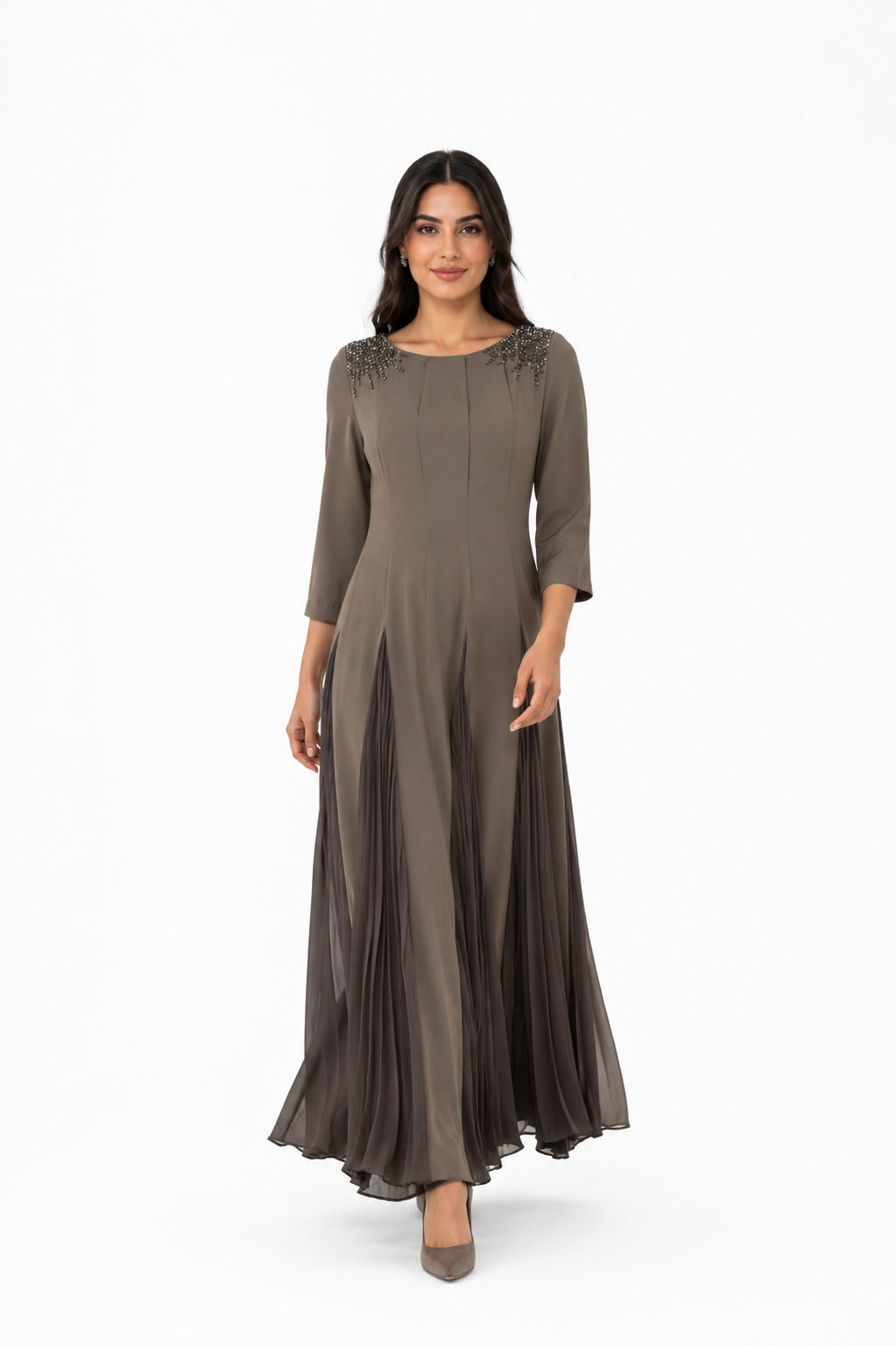 Noor Al Layali Embellished Pleated Maxi Dress