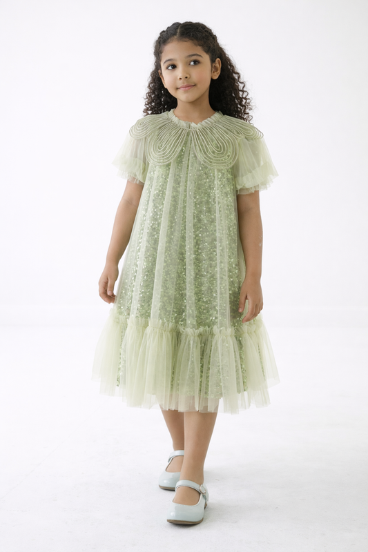 Girls Elegant Sequin Tulle Dress
