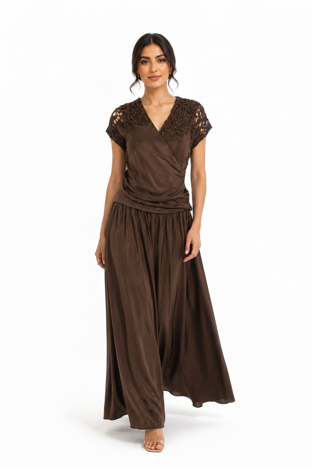 Aurélia Embellished Satin Maxi Dress