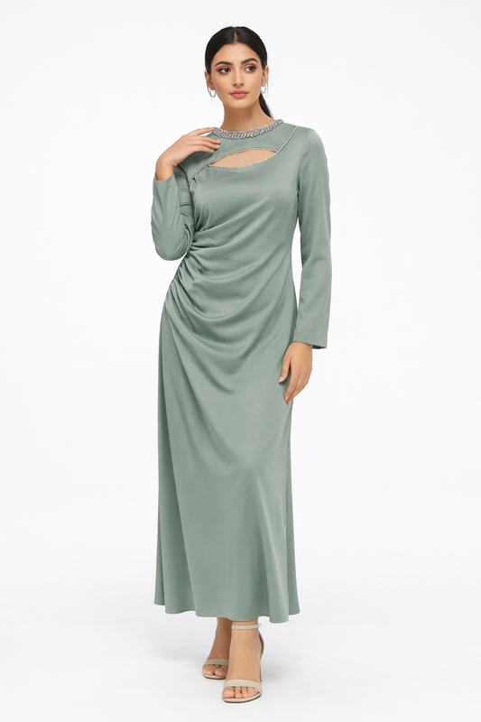 The Amara Embellished Cut-Out Evening Dress