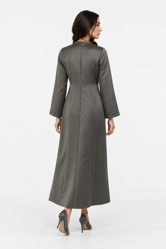 Satin Sculpted A-Line Maxi Dress