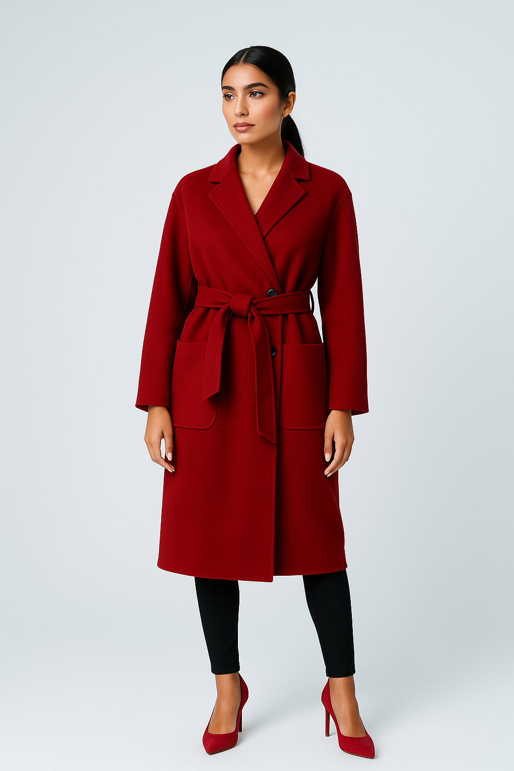 Women’s Double-Breasted Belted Long Coat