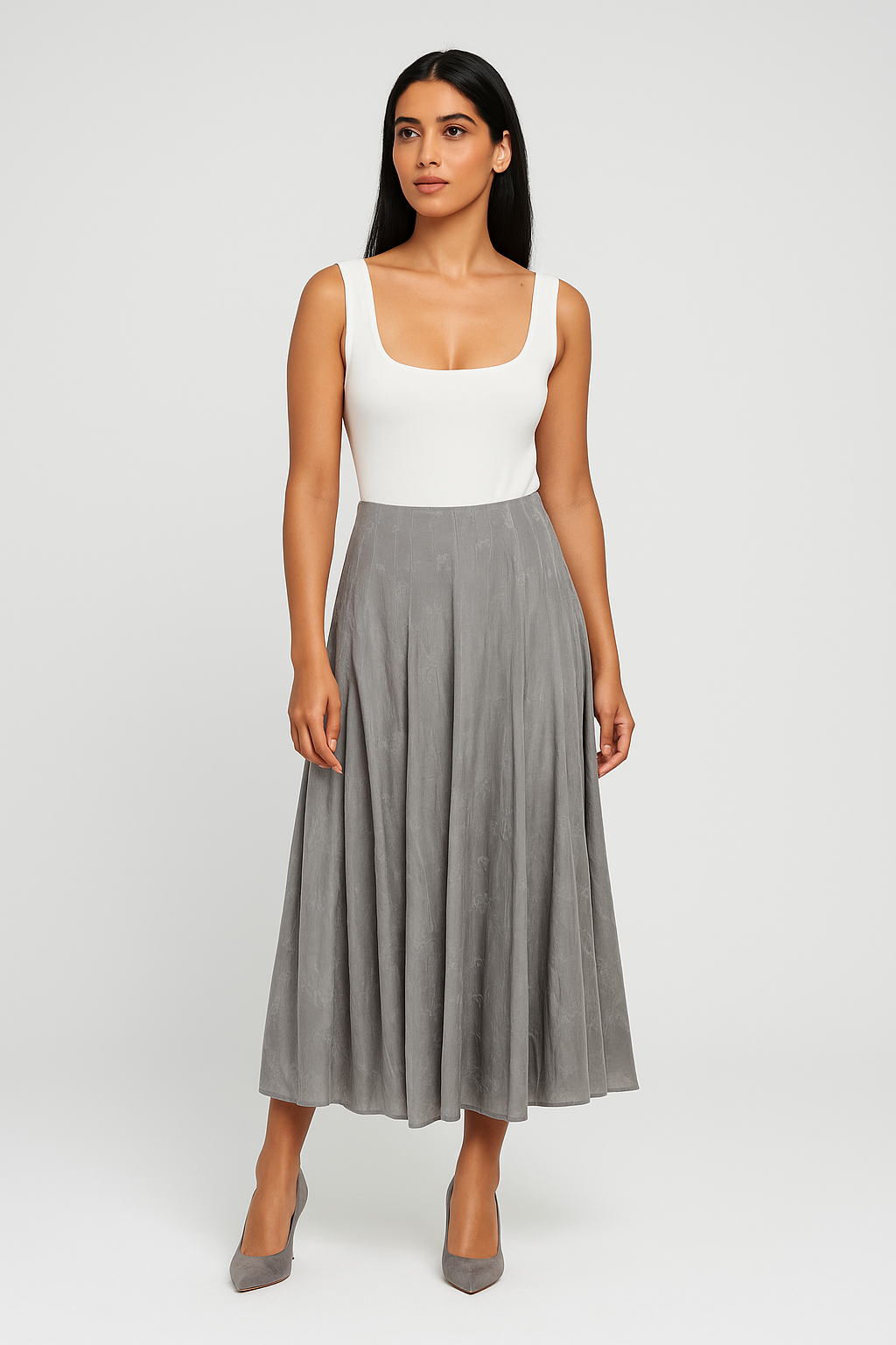 Flowy High-Waist Midi Skirt