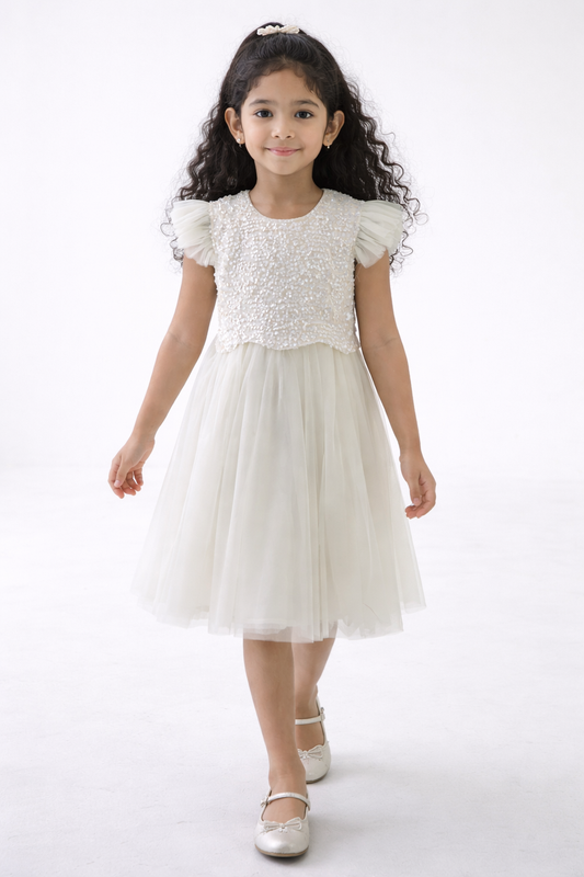 Girls’ Sequin Bodice Tulle Dress – Eid & Party Wear Collection