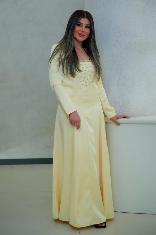 Crystal Embellished Square Neck Maxi Dress