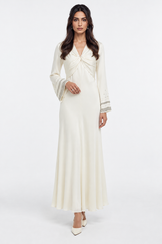 Embellished Twist-Front Maxi Dress