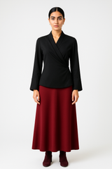 Wrap-Front Blouse with Soft Shawl Collar - Montania Shop