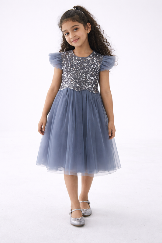 Girls’ Sequin Bodice Tulle Dress – Eid & Party Wear Collection