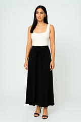 Semi-Wrap Embellished Waist-Tie Maxi Skirt