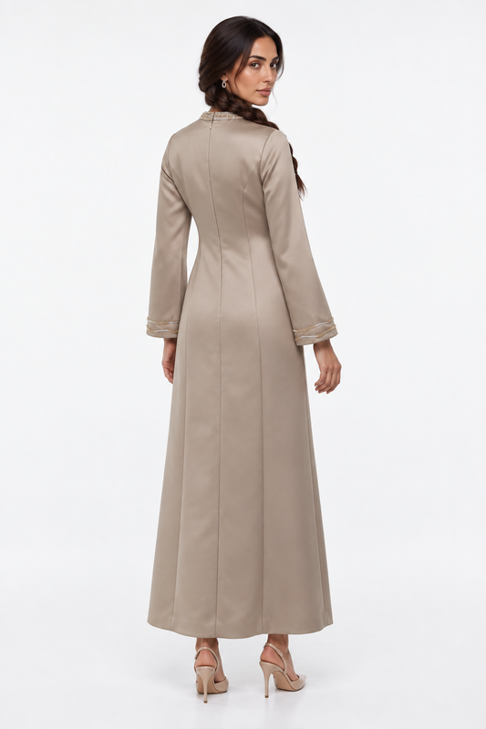Satin Sculpted A-Line Maxi Dress