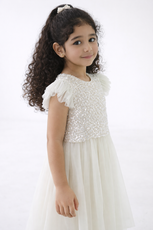 Girls’ Sequin Bodice Tulle Dress – Eid & Party Wear Collection