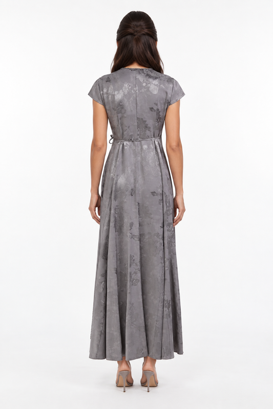 Embellished Wrap-Style Maxi Dress