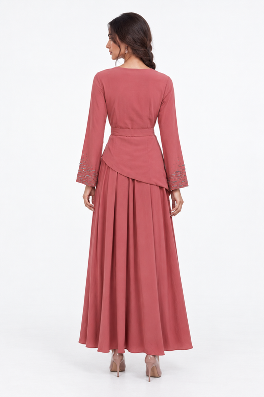 Embellished Wrap-Effect Maxi Dress