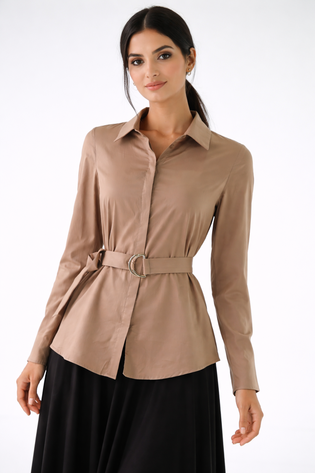 Belted Tailored Cotton Shirt - Montania Shop