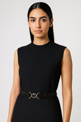 كيمونو مطبوع بياقة جلد صناعي