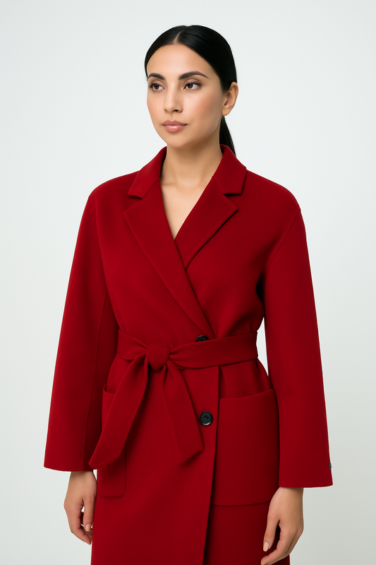 Women’s Double-Breasted Belted Long Coat
