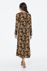 Floral Print Draped-Waist A-Line Maxi Dress