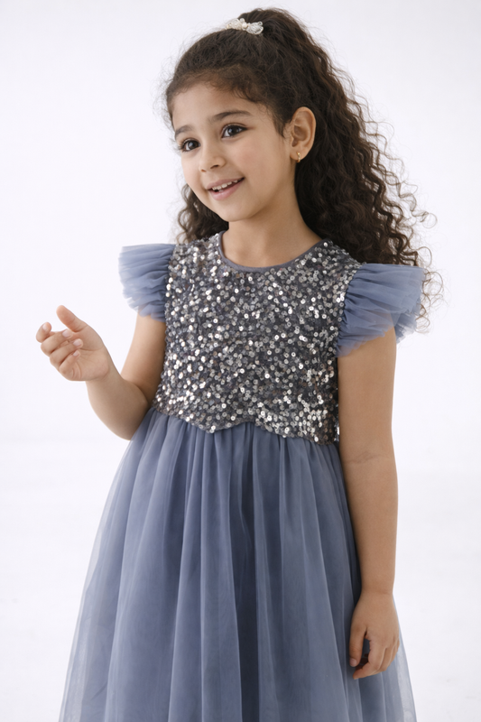 Girls’ Sequin Bodice Tulle Dress – Eid & Party Wear Collection