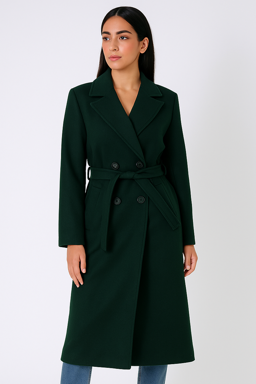 Double-Breasted Belted Trench Coat