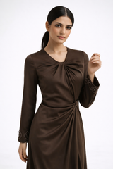 Twist-Front V-Neck Maxi Dress