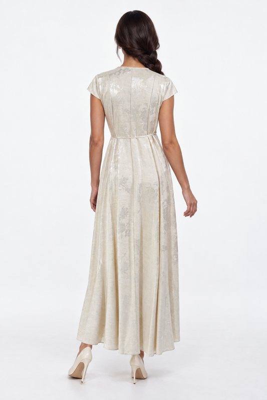Embellished Wrap-Style Maxi Dress