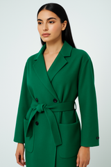 Women’s Double-Breasted Belted Long Coat