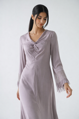 Twist Front Fringe Sleeve Maxi Dress