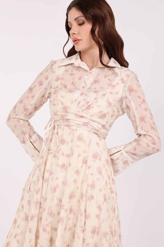 Floral Print Maxi Dress\ ناتسف يسكام رضخأ عوبطم ةوهزلاب