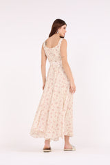 Floral Print Maxi Dress\ ناتسف يسكام رضخأ عوبطم ةوهزلاب