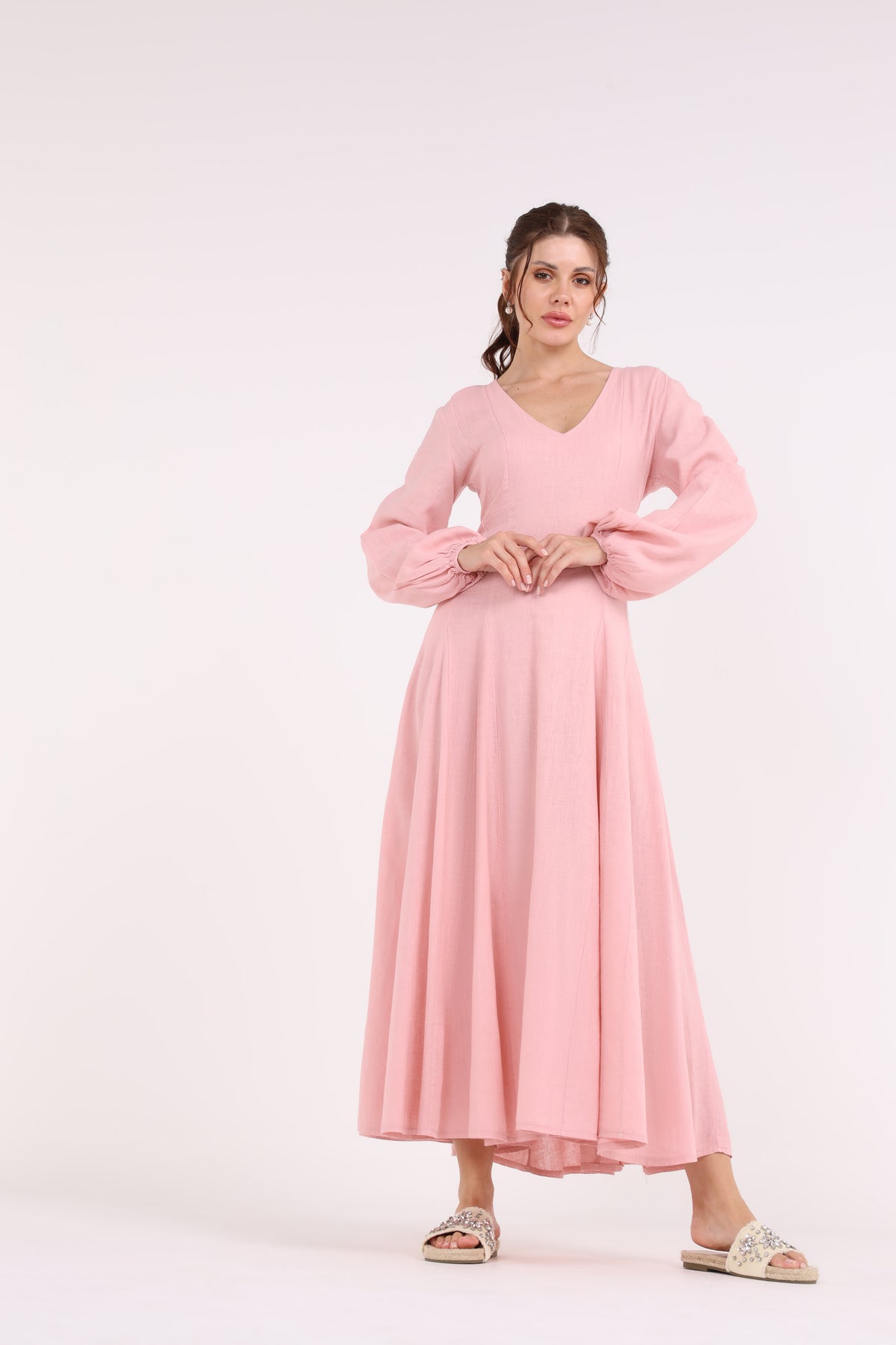 2406182-Solid Flowy Maxi Dress Montania Shop 2406182-Solid Flowy Maxi Dress Montania Shop