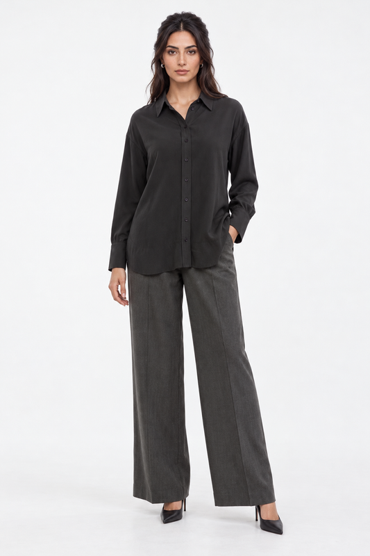 Relaxed Button-Front Workwear Shirt