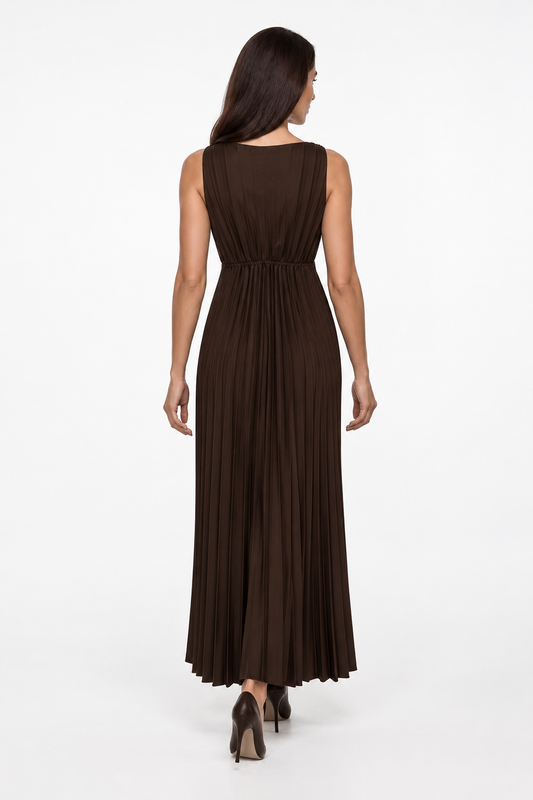 Embellished Pleated Maxi Dress