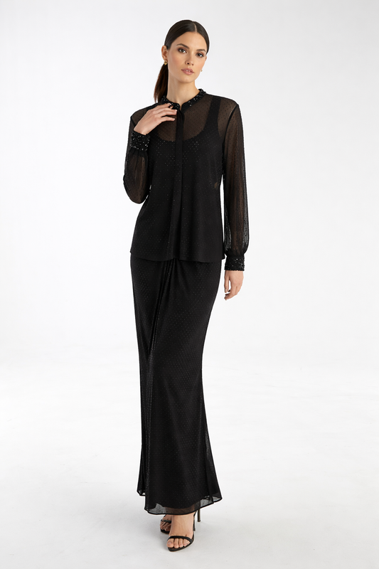 Elegant Embellished Sheer Shirt