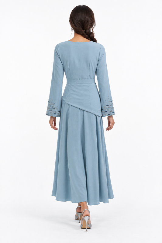 Embellished Wrap-Effect Maxi Dress