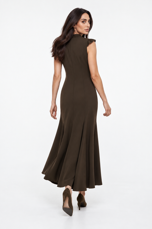 Lace Yoke Cut-Out Maxi Dress