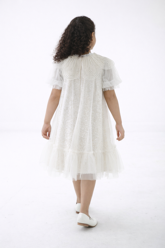 Girls Elegant Sequin Tulle Dress