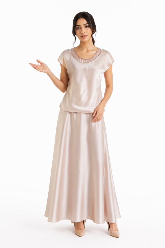 Lustre Satin Maxi Skirt - Montania Shop