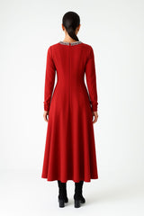 Elegant Embellished-Neckline Maxi Dress