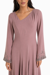 Embellished Cuff Flowing Maxi Dress
