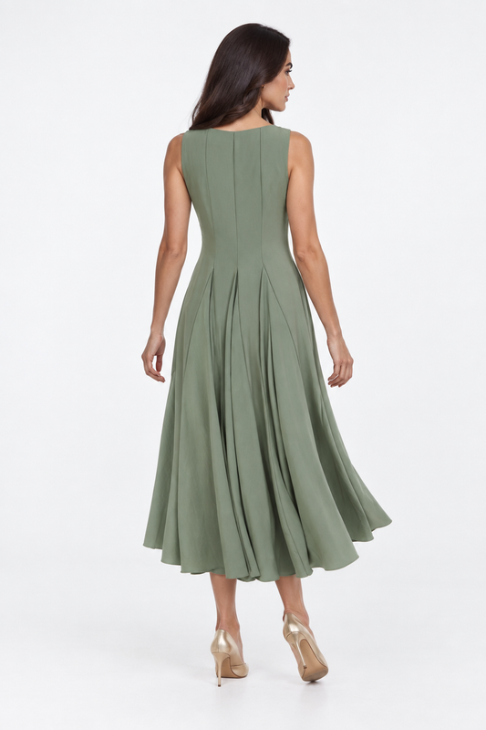 Embellished Shoulder Fit & Flare Midi Dress