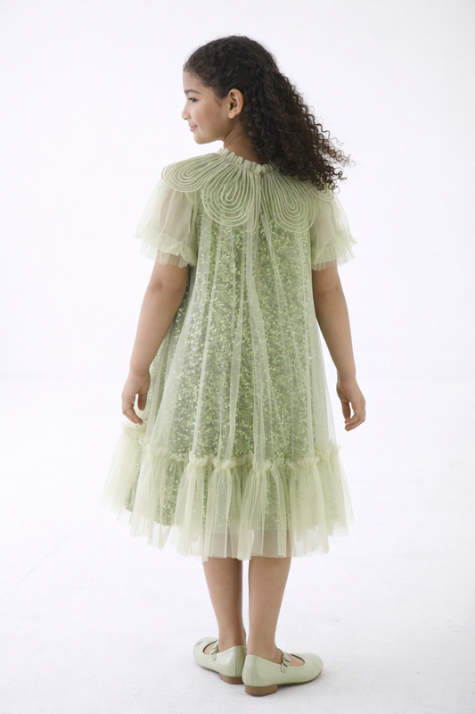 Girls Elegant Sequin Tulle Dress