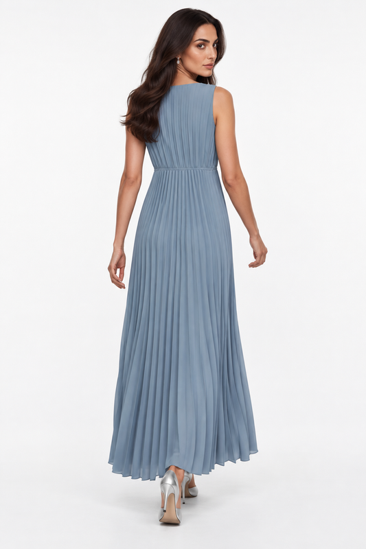 Embellished Pleated Maxi Dress