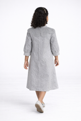 Girls Textured A-Line Dress with Corded Lapel Collar