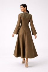 Elegant Embellished Yoke Maxi Dress
