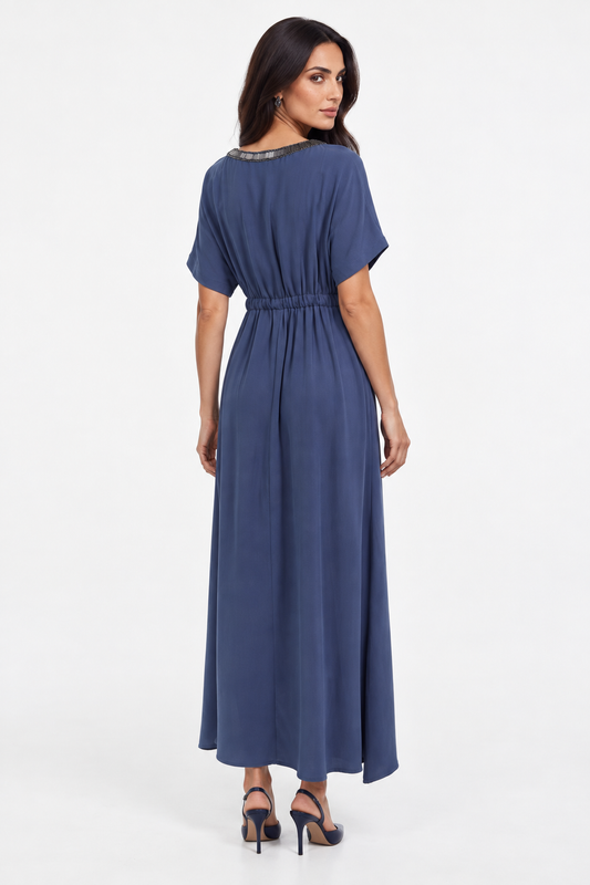 Embellished Drawstring Waist Maxi Dress